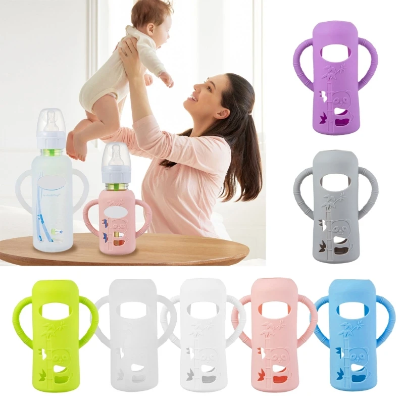 Soft Silicone Protective Cover for 120/250ml Glass Baby Bottles Handle Grip Case Shockproof Sleeve Protector