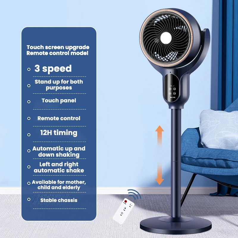 Home Remote Control Floor Retractable Circulating Fan 3 Speed LED Touch  Display Low Noise 1-12H Timing - AliExpress