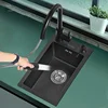 Bar Balcony Mini Sink Single Tank 304 Stainless Steel Kitchen Sinks Black Nano Thicken Wash Basin Small Sink Kitchen Accessories 2