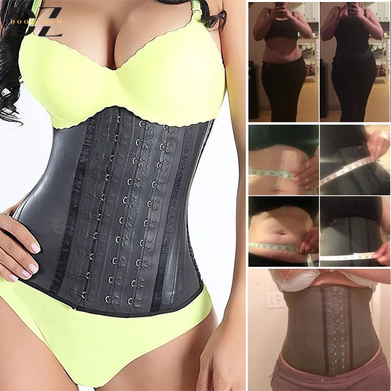 Women Latex Rubber Waist Trainer Cincher Corset Slimming Belt Modeling Strap Body Shaper Shapewear Underwear Tummy Control Belly