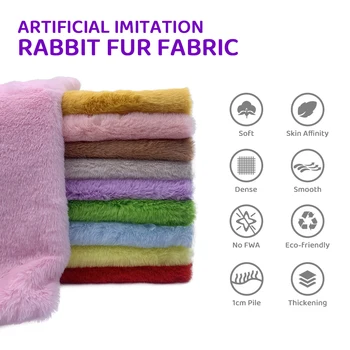 Tissu en peluche imitation fourrure de lapin, taille 50x50cm, Polyester épais, laine artificielle, poupée en coton, matériau de rembourrage décoratif 1