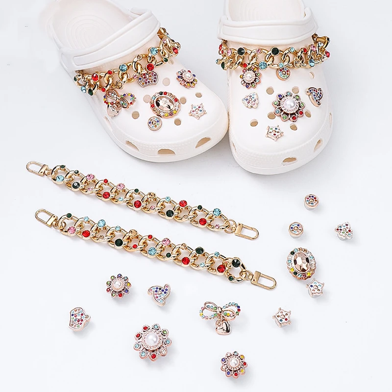 Shoe Charms for Crocs DIY Diamond Pearl Chain Gemstone Decoration Buckle for  Croc Shoe Charm Accessories Kids Party Girls Gift - AliExpress