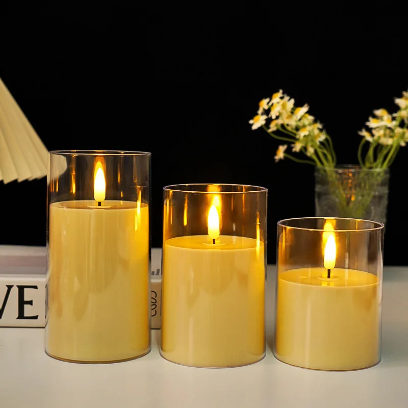 LED عديمة اللهب الشموع الكهربائية مصباح الاكريليك...