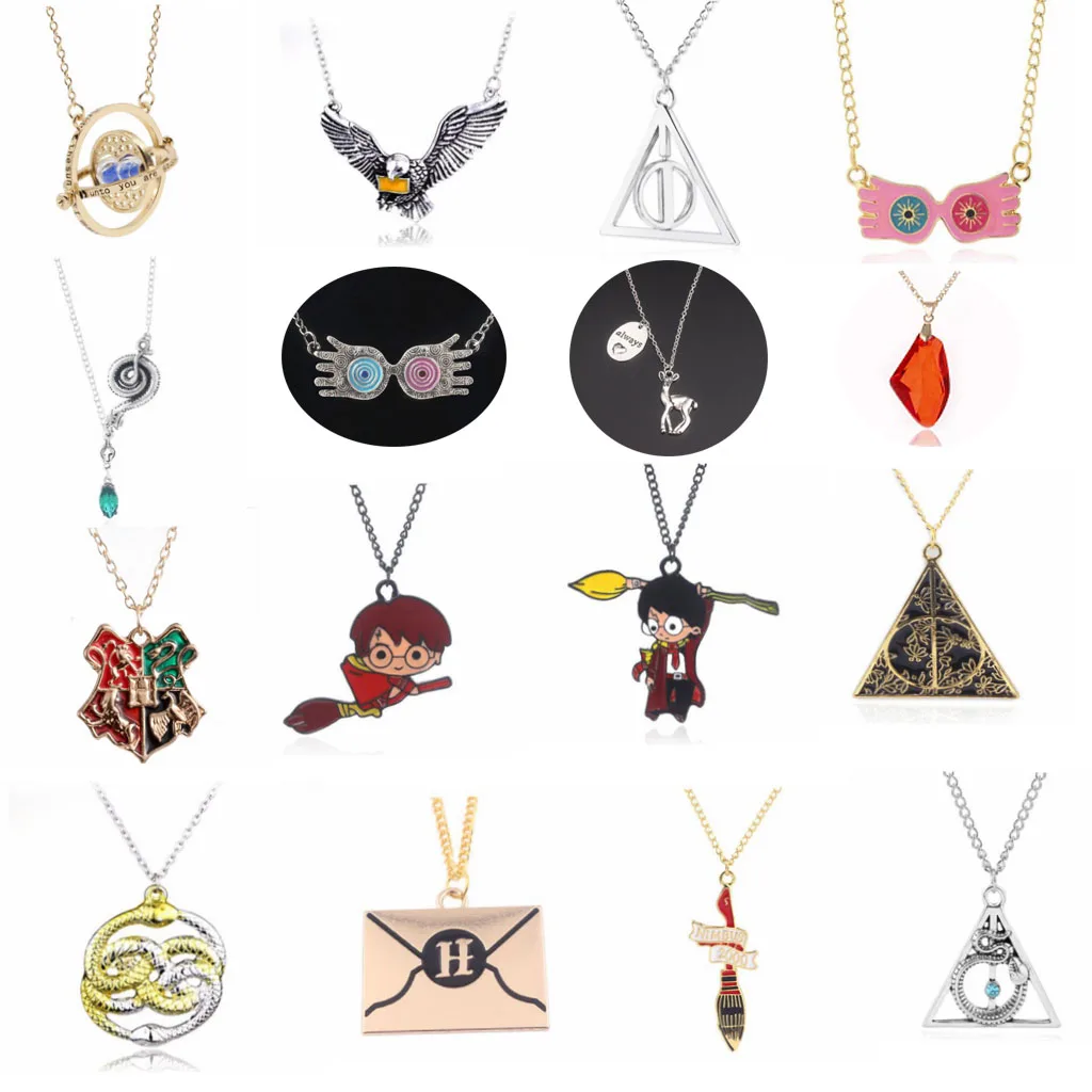 Harri Potter Felix Felicis Potion Time Turner Clessidra Collana Quidditch Magic Stone Hermione Luna Boccino Death Hallow Toys