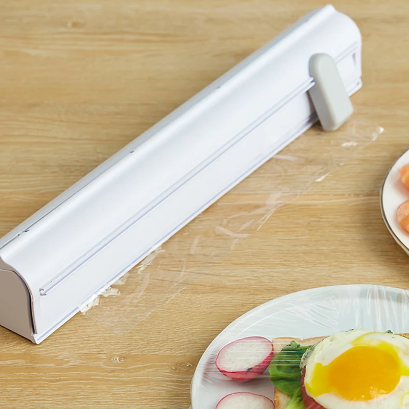 Punch free Fixing Food Wrap Dispenser Cutter Foil Cling Film Wrap