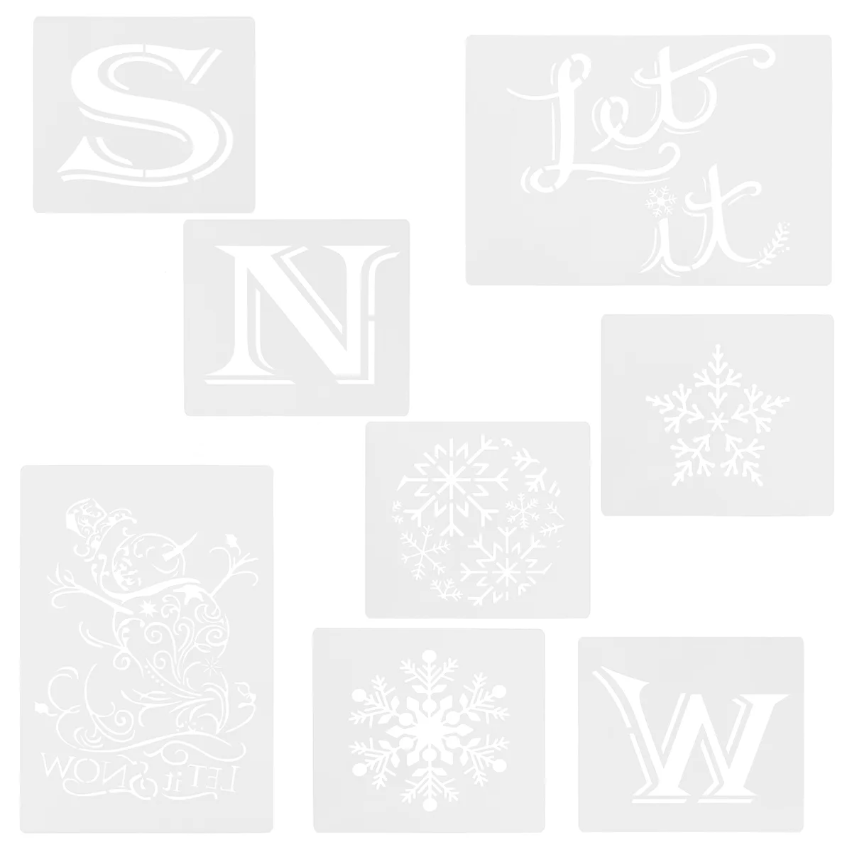 

8 Pcs Snow Hollow Out Template Drawing Letter Cookie Cutters Decorations Painting Stencils Kid Plastic Child Wooden Molds