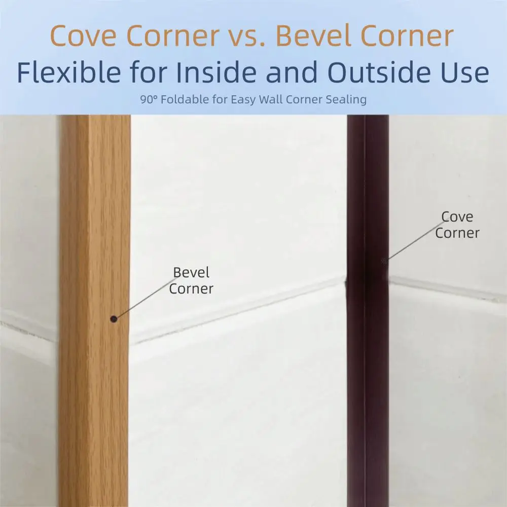 Flexible Peel and Stick PVC Wall Trim - 2cm x 2m, Self-Adhesive Corner Protector
