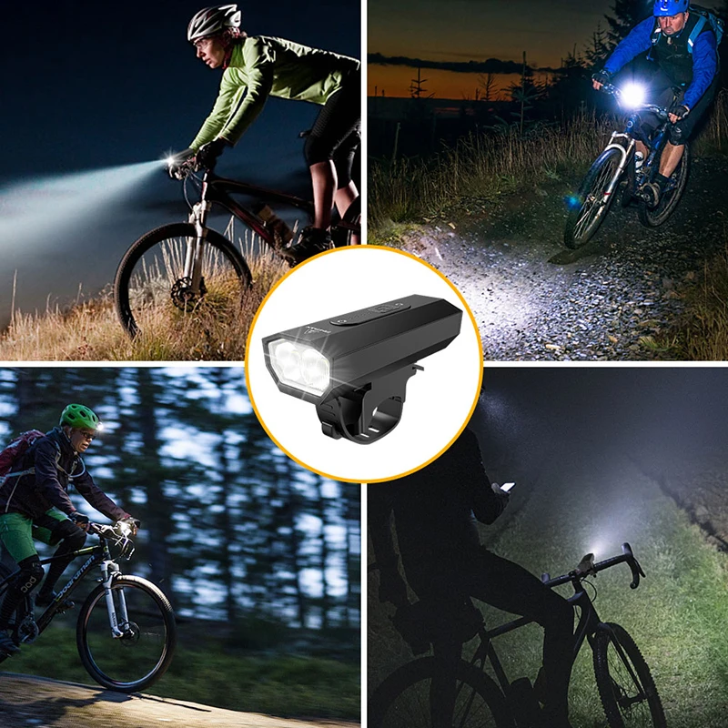 PHMAX Bicycle Flashlight 1500mAh 500 Lumens LED MTB Bike Front Light USB Rechargeable Rainproof Bike Lamp Set Bicycle Headlight