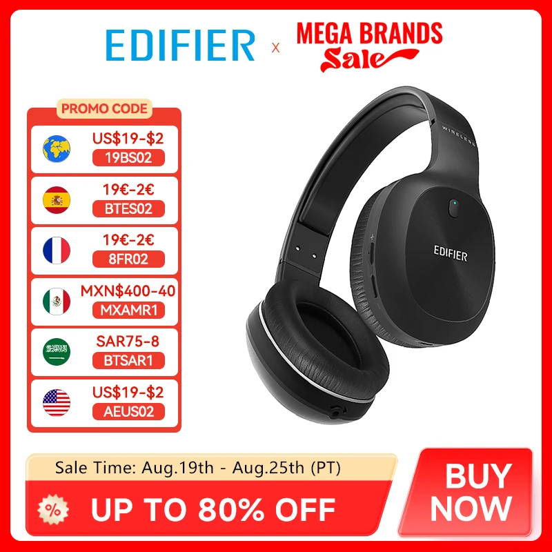 EDIFIER W800BT PLUS Bluetooth Headset Wireless Headphones Bluetooth 5.1 Up to 55 hours Playback Support aptX Noise Cancelling bluetooth headphones,bluetooth headset