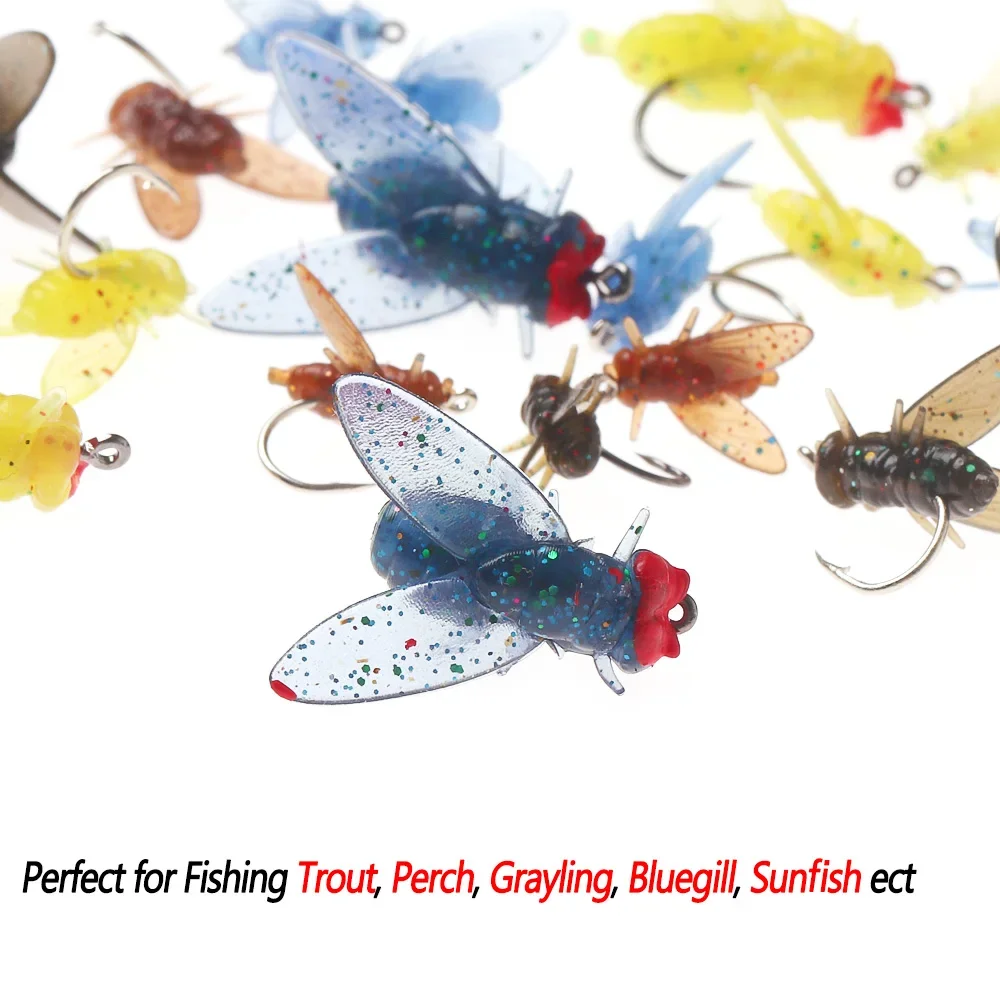 Fly Fishing Lure JIGEECARP 20pcs/Box Realistic Silicone Housefly Artificial Insect Fly for Carp Fishing Lure Baits