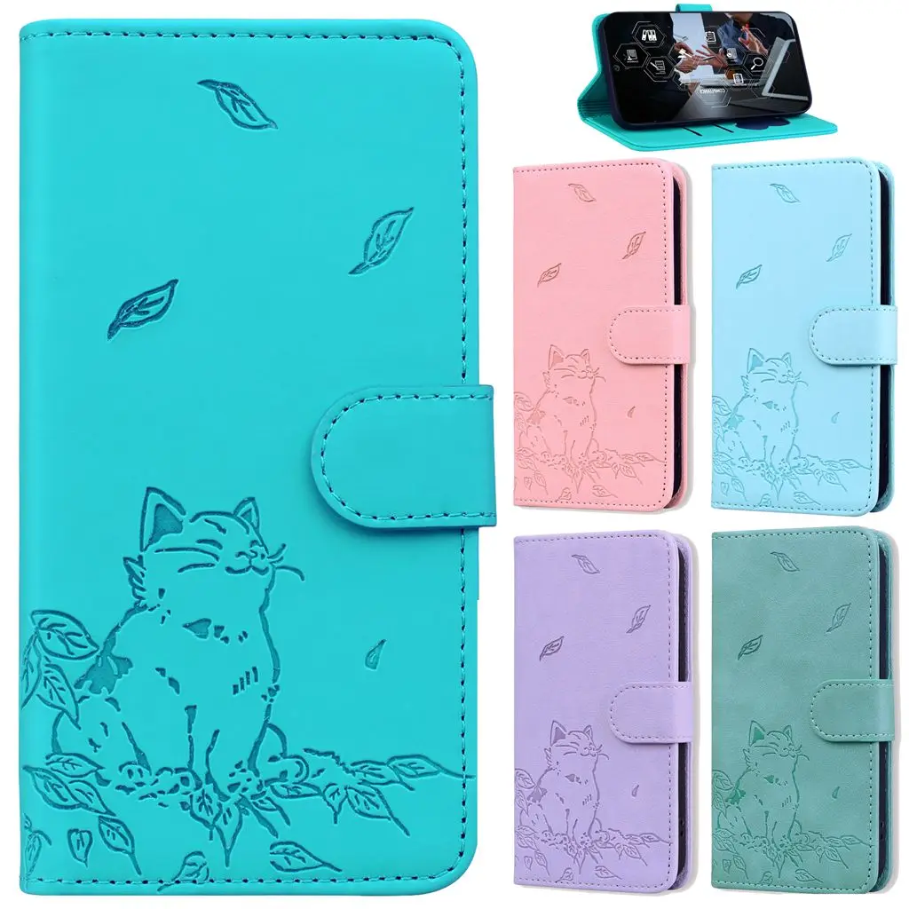 Adorable Cat Leather Flip Wallet Phone Case