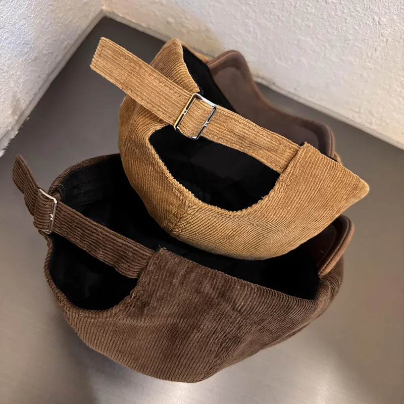 Retro Trendy Unisex Hat Fashion Beret Caps PU Leather Adjustable Men Women Corduroy Newsboy Hat