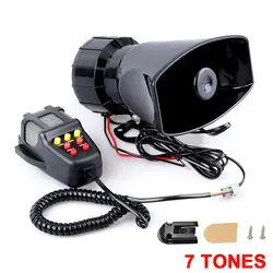 Powerful 7 - Tone Car Alarm Horn with Microphone - 125dB 100W Siren Loudspeaker for Vehicles and Motorcycles (12V)