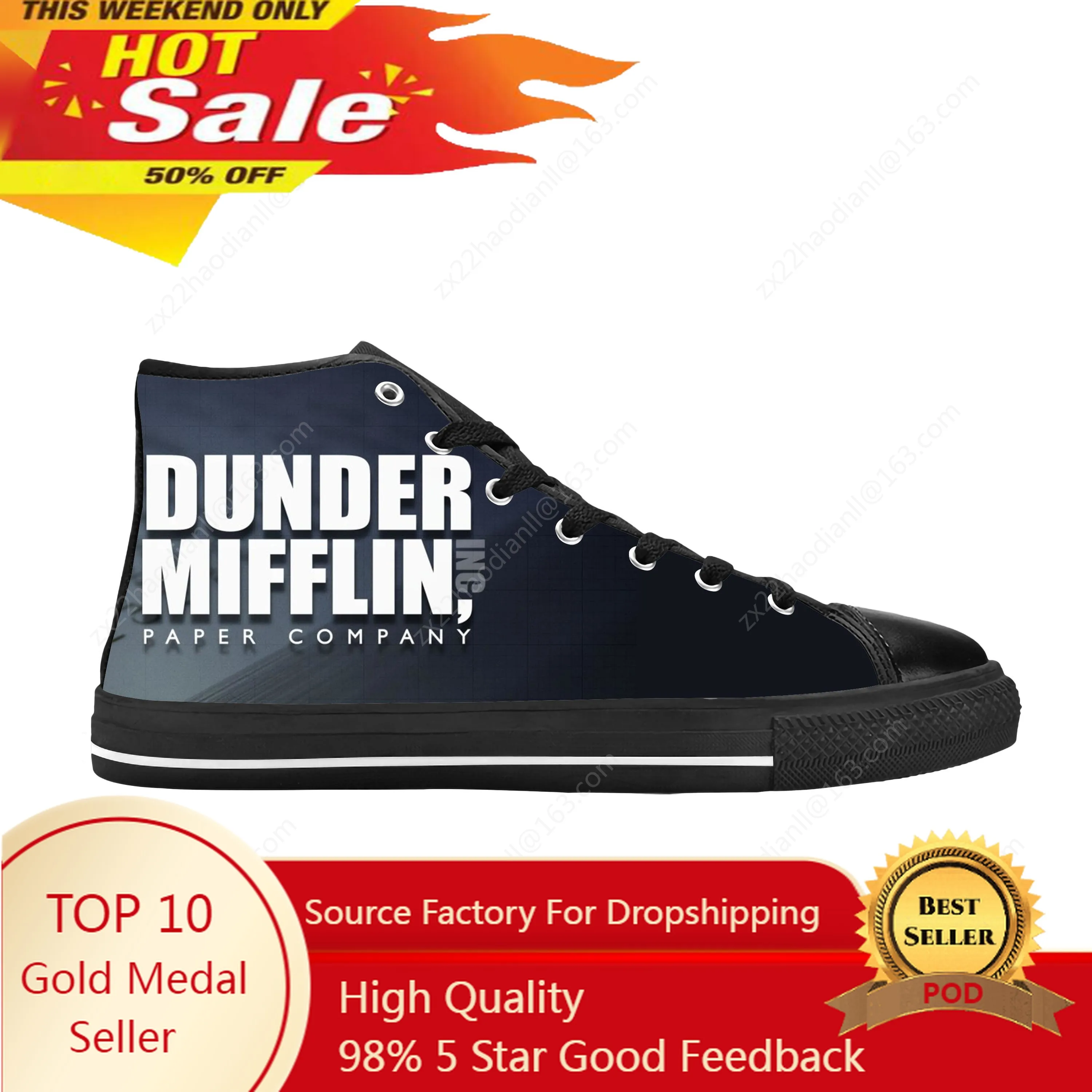 

The Office TV Show Dunder Mifflin Paper Company Casual Cloth Shoes High Top Comfortable Breathable 3D Print Men Women Sneakers