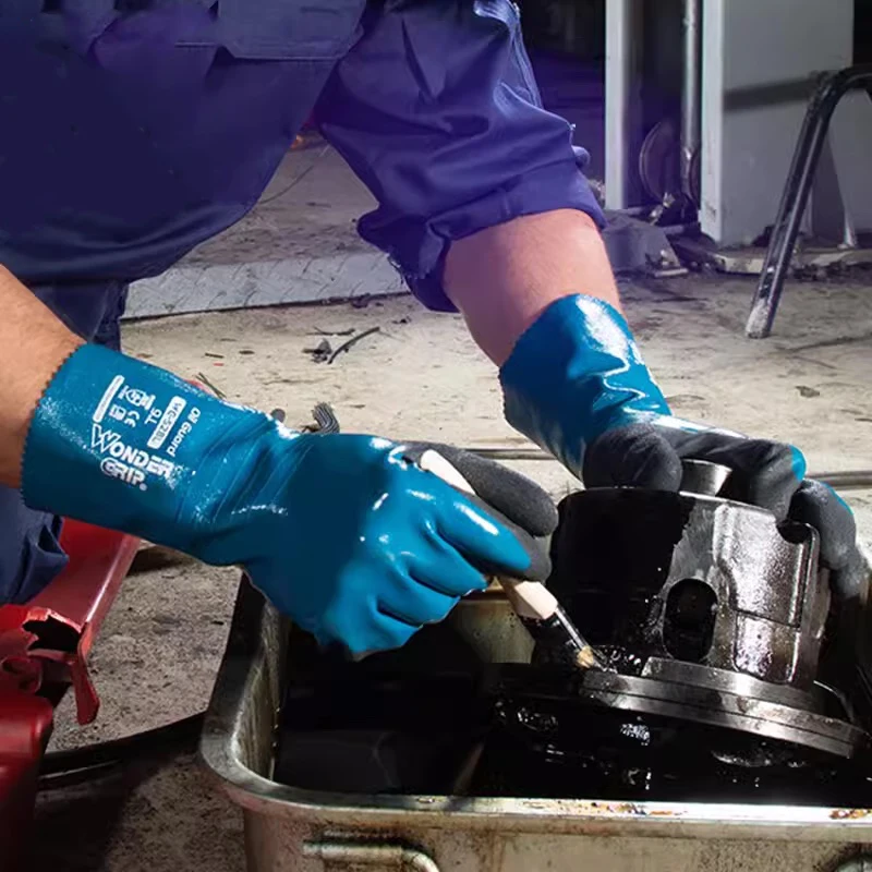 Oil Resistant Work Gloves Nitrile Fully Dipped Long Cuff Gas Anti Biotic Slip Waterproof Acid-base Chemical Proof work gloves nitrile gloves protective gloves