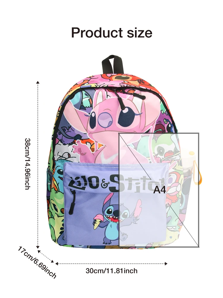 MINISO Disney Stitch Backpack for Girls Boys Teenager Children
