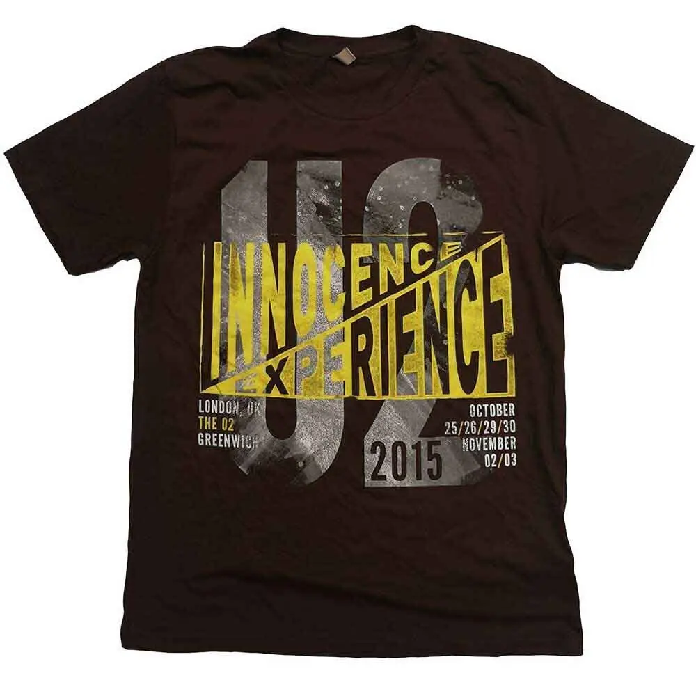 U2 I + E London Event 2015 T-Shirt Marrone Nuovo
