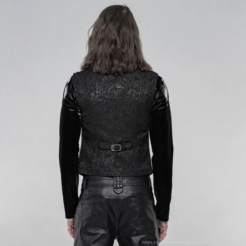 Description Picture 6 of itemPUNK RAVE Men's Gothic Gorgeous Vintage Vest Victorian Jacquard Exquisite Breasted Decoration Weft Velvet Sleeveless Waistcoat