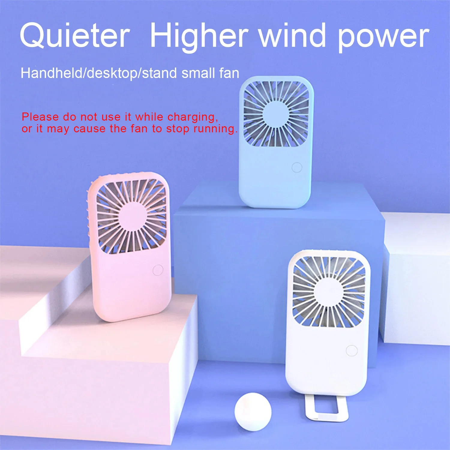 Compact Mini Fan Rechargeable Stand Small Pocket Fan with Three Wind Speeds Powerful Range Long-lasting Fan 1
