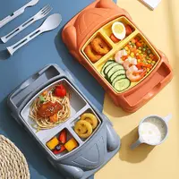 Creative Car Shaped Dinner Plate Detachable Cartoon Children's Tableware Set Compartment Wheat Straw Feeding Food Tray Household