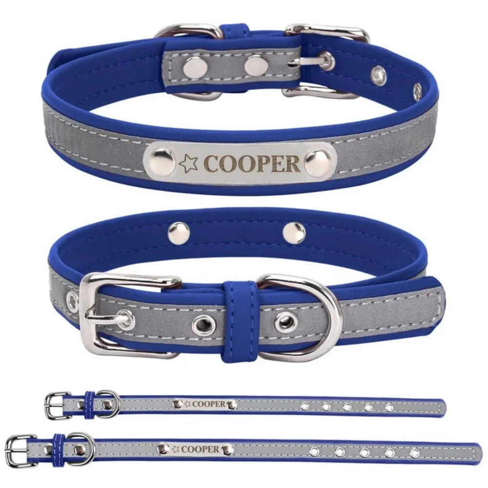 Custom Engraved PU Leather Dog Collar 4