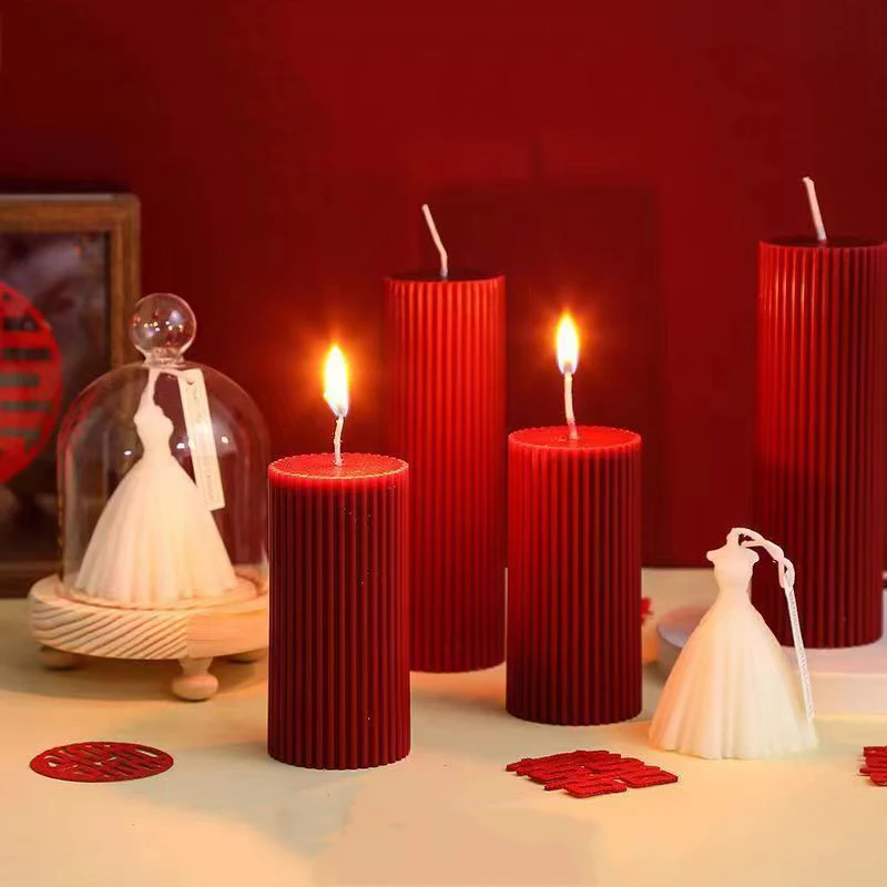 Creative wedding scented candles home decorative centerpiece long red