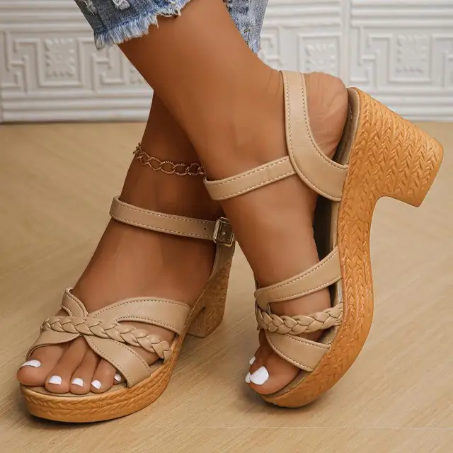 Army Green Thick High Heels Sandals Women Summer 2024 Chunky Platform Ankle Strap Sandalias Mujer Size 42 Gladiator Shoes Woman - AliExpress