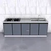 Stainless Steel Waterproof Kitchen Cabinets Household Furniture Rental House Kitchen Cabinet Kitchen Storage Sink Stove Cabinet 3