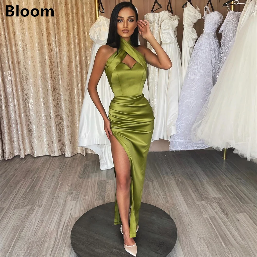 

Bloom Halter Green Prom Dresses 2024 Sleeveless Sexy Formal Dress Elegant Party Dresses For Women Customized 2024