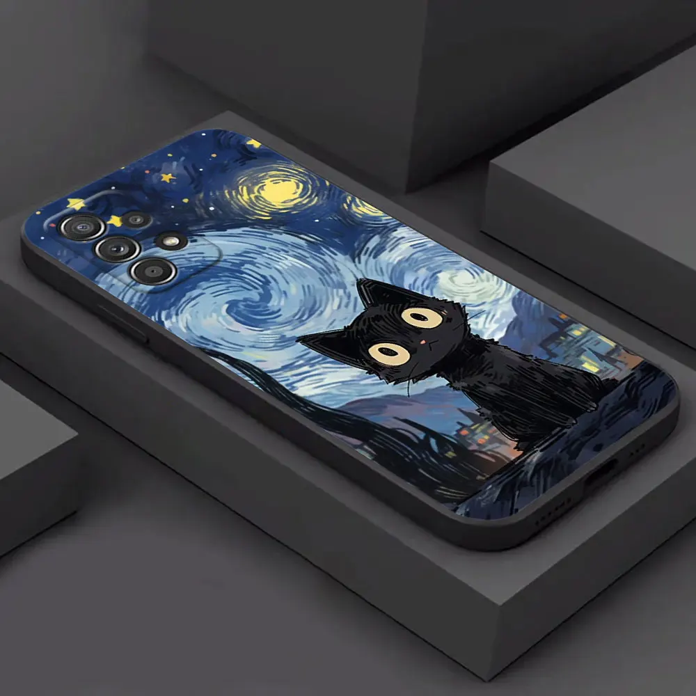Van Gogh Starry Night Cat Soft Phone Case Cover