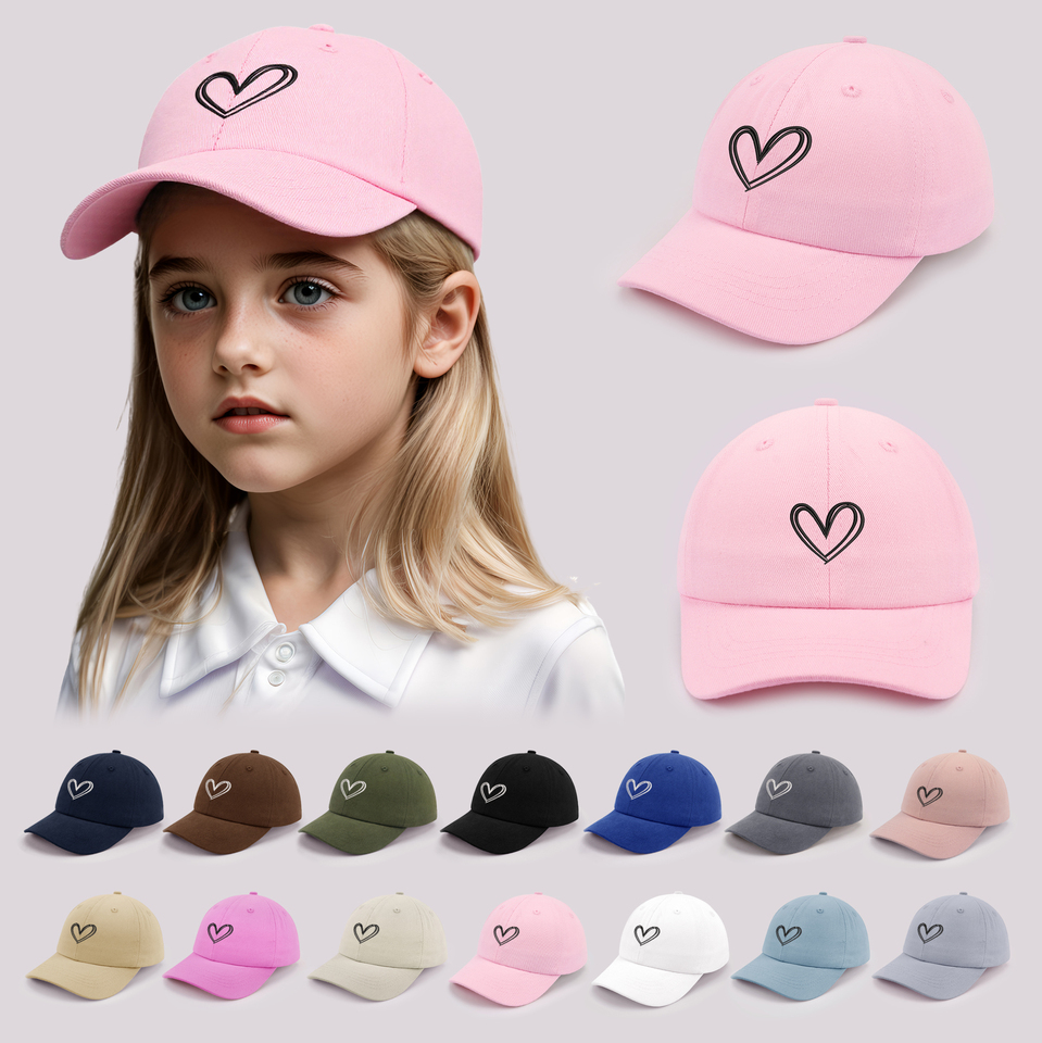 Cartoon heart-shaped Baby Baseball Cap Cute Solid Color Toddler Sun Hat with Ears Summer Adjustable Kids Boy Girl Peaked Cap ﻿