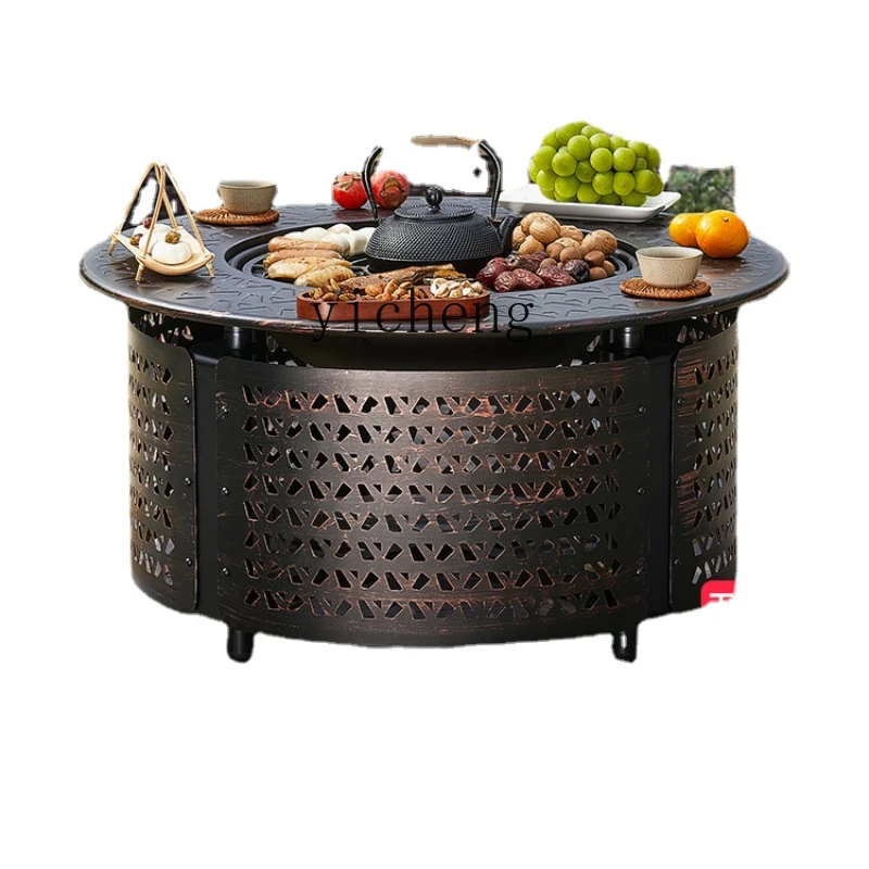 

Zk Stove Tea Cooking Home Courtyard Roasting Stove Charcoal Oven round Tea Table Indoor Heating