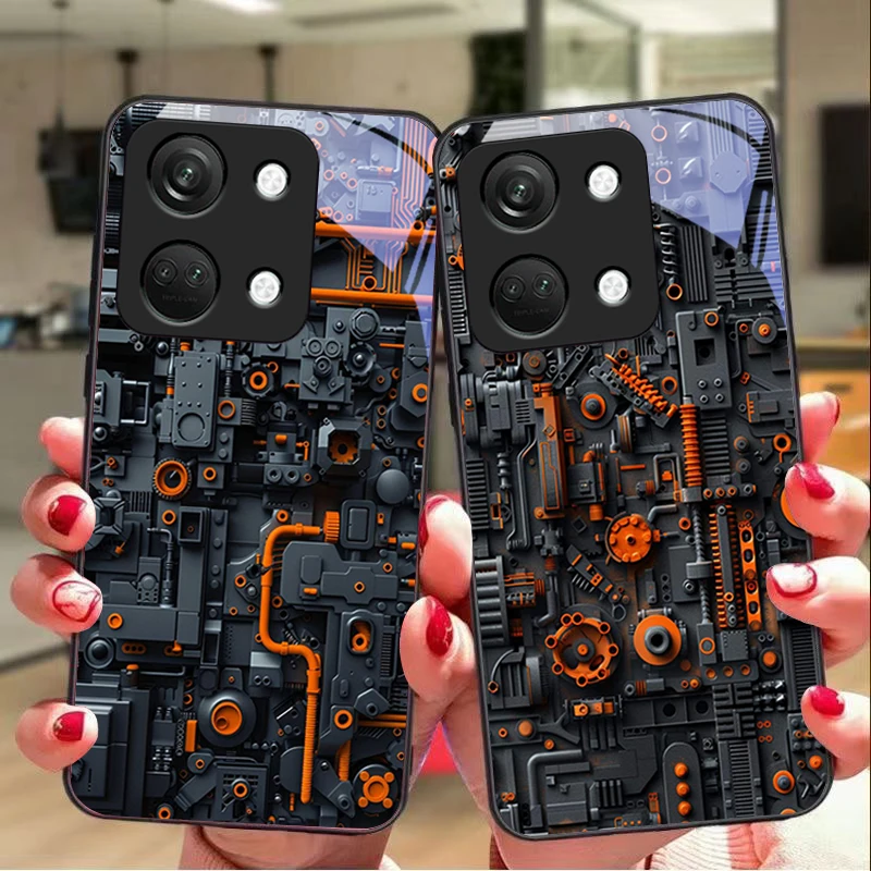 Sleek Black Hard Shell Tempered Glass Phone Case