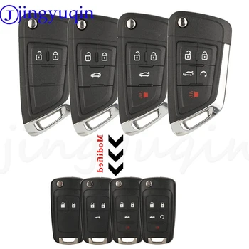 Jingyuqin 2/3/4/5 버튼 수정된 원격 플립 접이식 케이스 키 셸 Fob, 쉐보레 크루즈 에피카 노바 카마로 임팔라