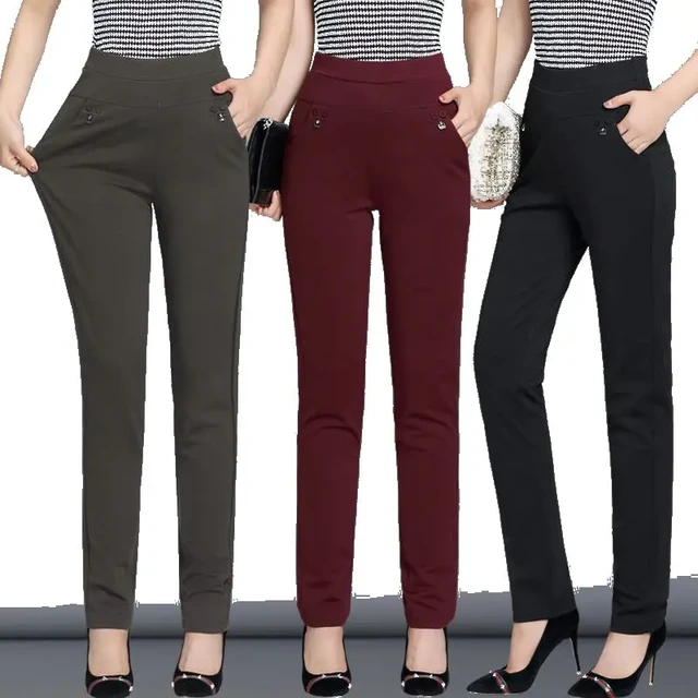 Pantalones elásticos ajustados de cintura alta para mujer