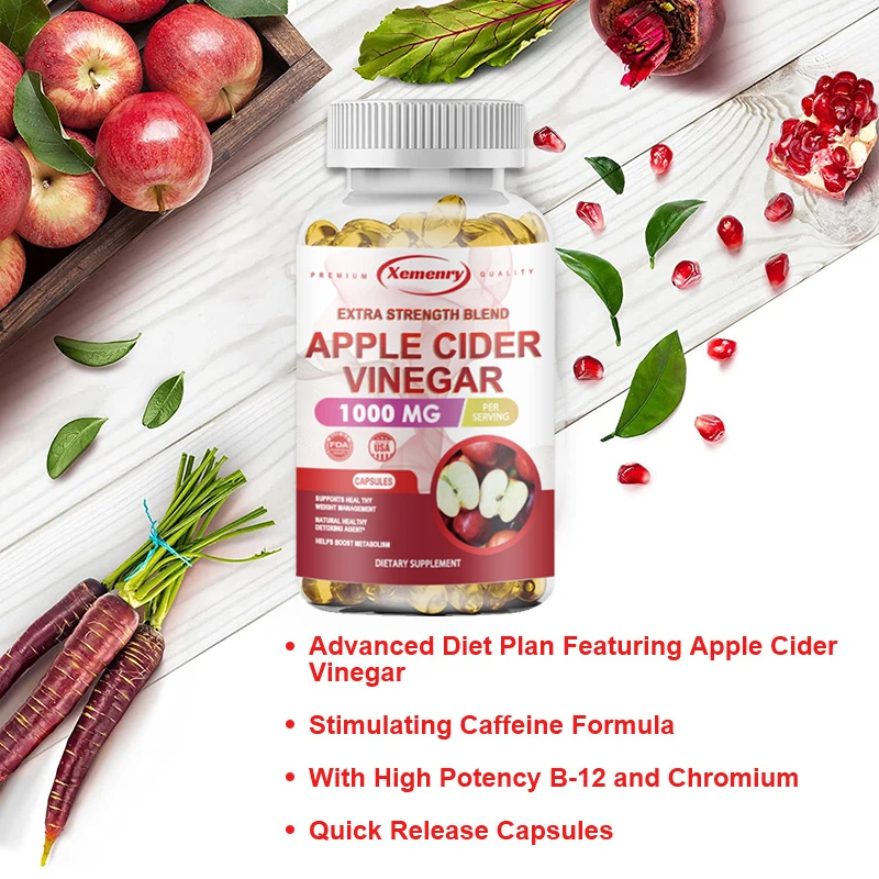 Apple Cider Vinegar Capsules Detoxification Weight Management Fat Burning Appetite Suppressant Boost Metabolism