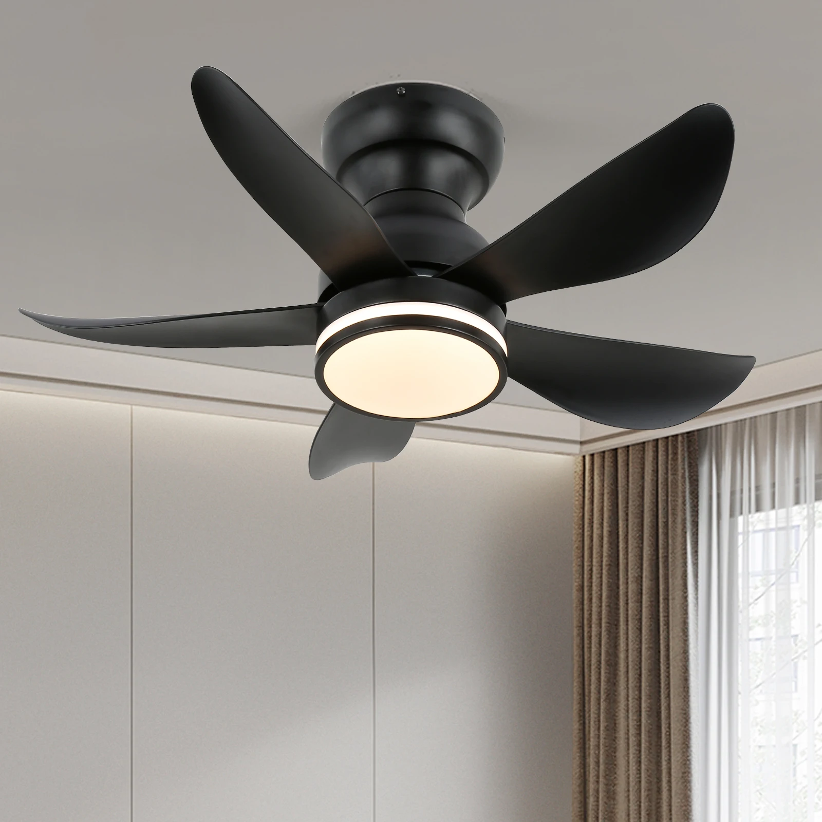 Led Ceiling Fan Lamp With RGB Light Modern Pendant Fan Fandelier Chandelier Home Appliance Decor RC Fixture RC Dimming