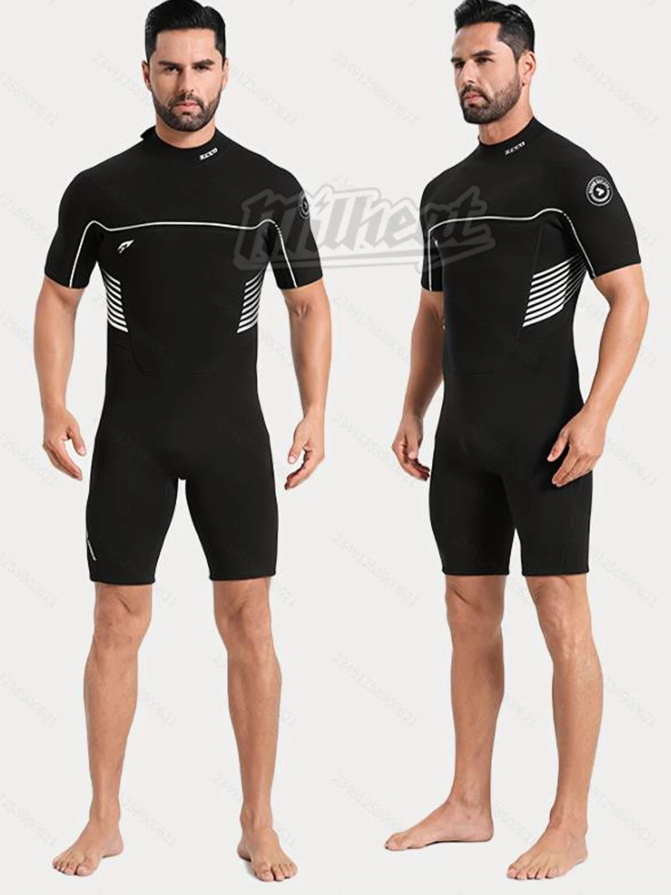 3Mm Men's Neoprene Short Sleeved Diving Suit With Zipper Breathable Suitable For Swimming