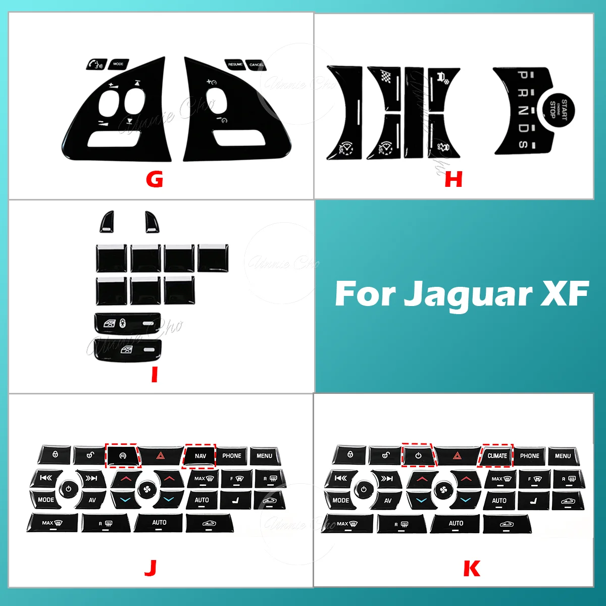 Jaguar XF X250 XK XKR XJ XJL 용 검정색 에폭시 버튼 스티커 대시 보드 센터 콘솔 용 자동차 인테리어 재 마무리 트림 커버