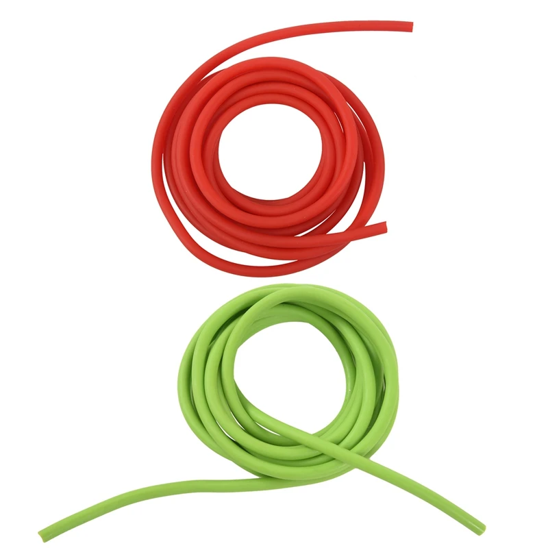 

2 Pcs Tubing Exercise Rubber Resistance Band Catapult Dub Slingshot Elastic 2.5M, Red & Green