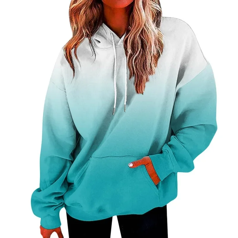 

Color Gradient Women's Vintage Hat Sweatshot Fashionable and Comfortable Sweatshirt Autumn Women's 3D Print Sweatshirts Y2k 후드티