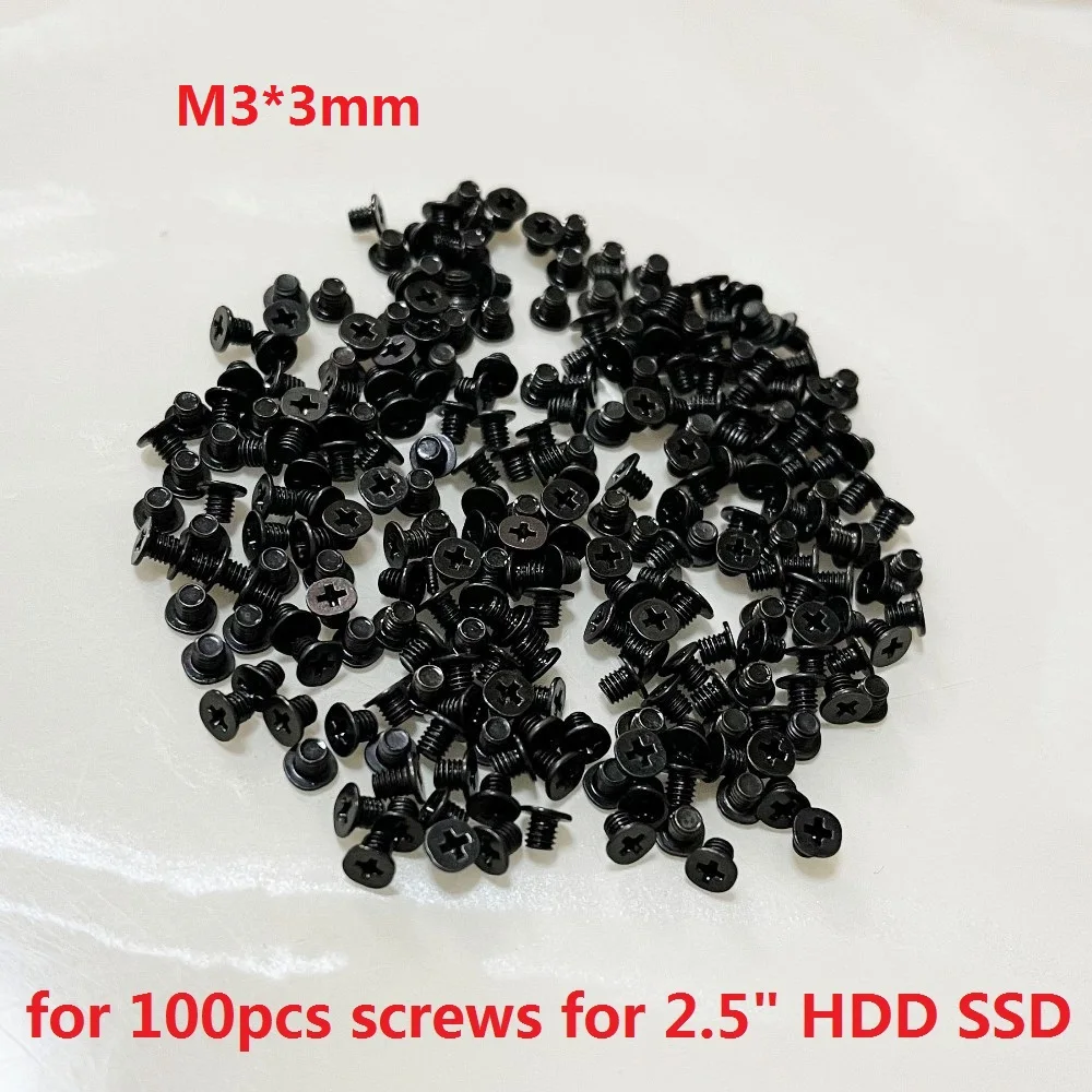 100개 묶음 2.5인치 SATA 하드 드라이브 HDD SSD 노트북 데스크탑 컴퓨터용 장착 나사 크기 M3 M3x3mm