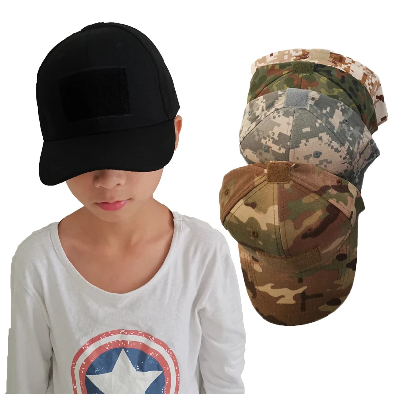 Tactical Summer Children's Cotton Student Camouflage Hats Jungle Hunting Caps Baby Boy Girl Hip-Hop Adjustable Baseball Caps