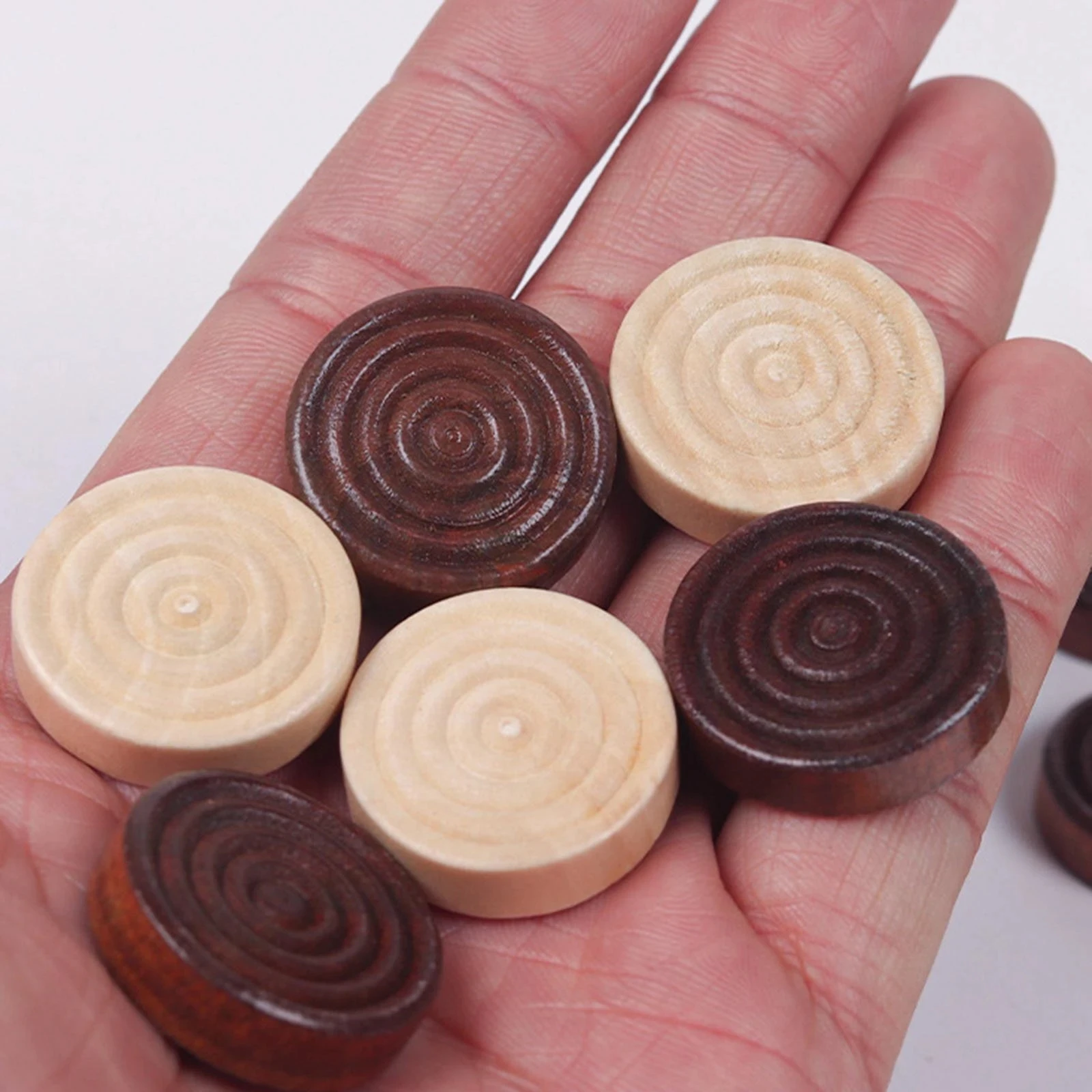 30Pcs/set Wooden Round Checkers Pieces Backgammon Chess Game Accessories chess pieces