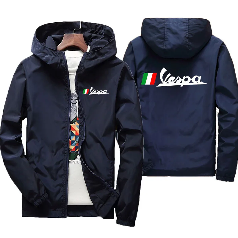 

2024 Summer Vespa Battery Car Logo Print New Bomber Casual Fashion Men's Zipper Sportswear Ultra Thin Sun Protection