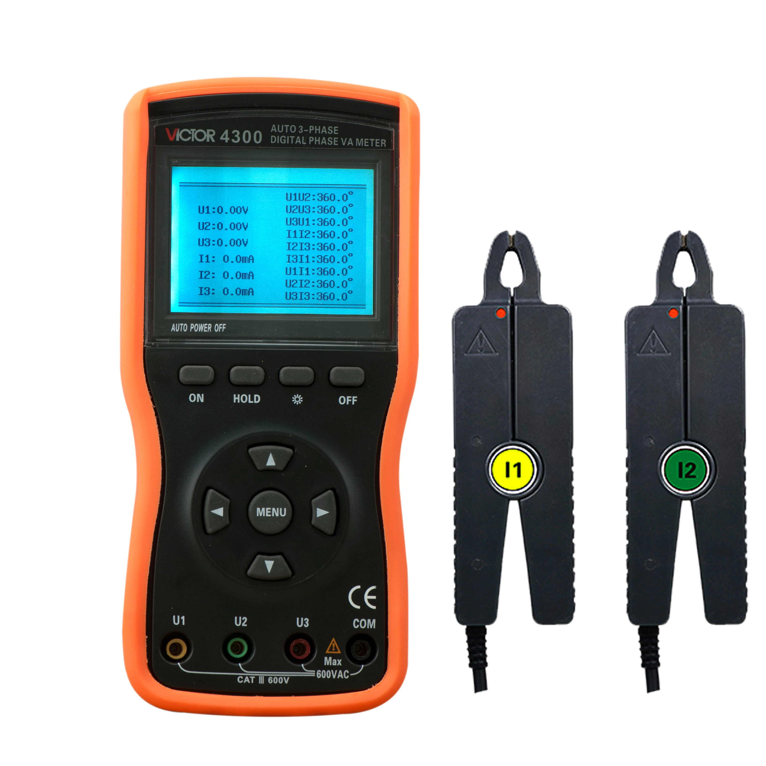 

VICTOR 4300 Intelligent Three Clamp Digital Phase Voltampere Meter Electric Power Phases Current Voltage