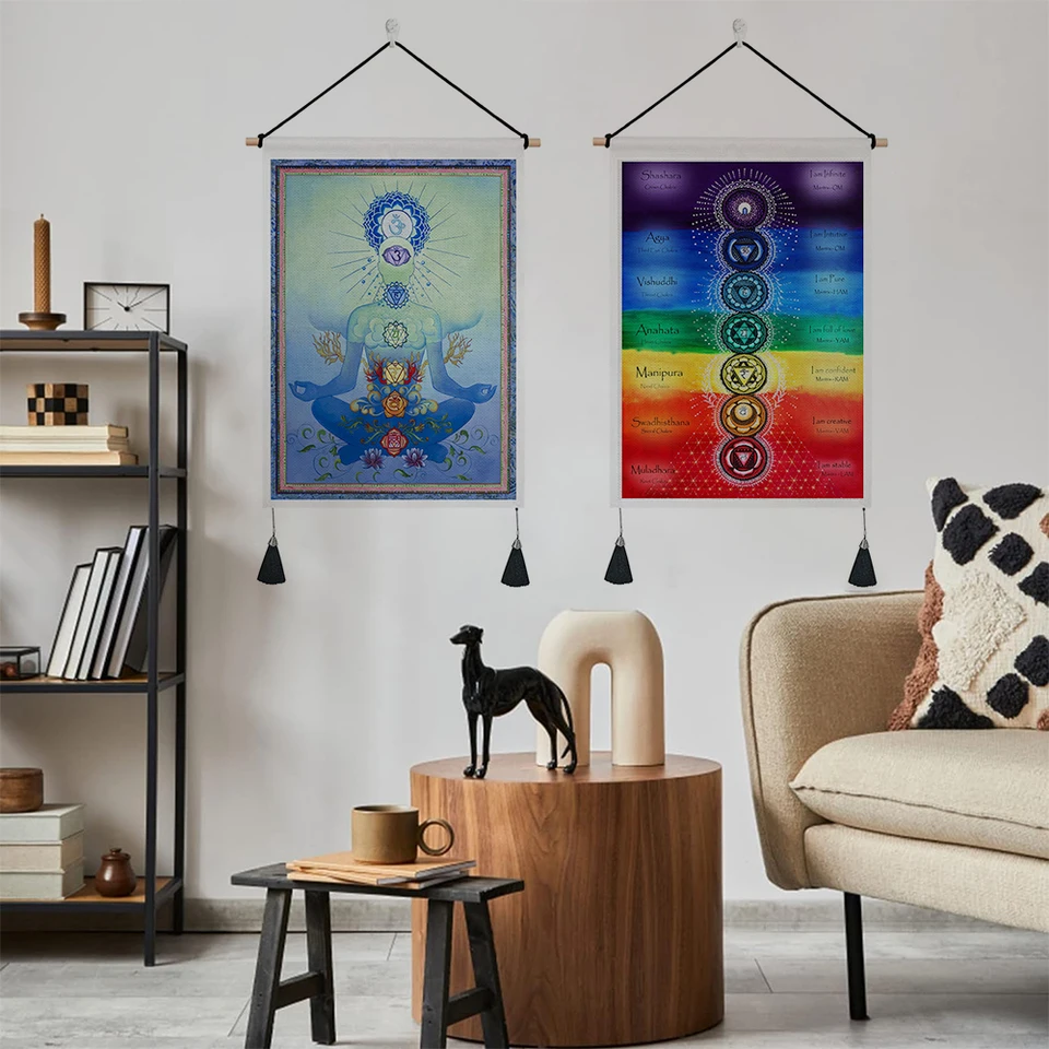 7つのチャクラ瞑想タペストリー、禅Boho、スピリチュアルヨガの壁掛け