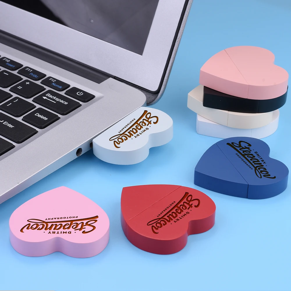 USB3.0 무료 맞춤 로고 USB 3.0 플래시 드라이브 128GB 고속 펜 드라이브 64GB 웨딩 선물 메모리 스틱 32GB 하트 USB 스틱 16GB