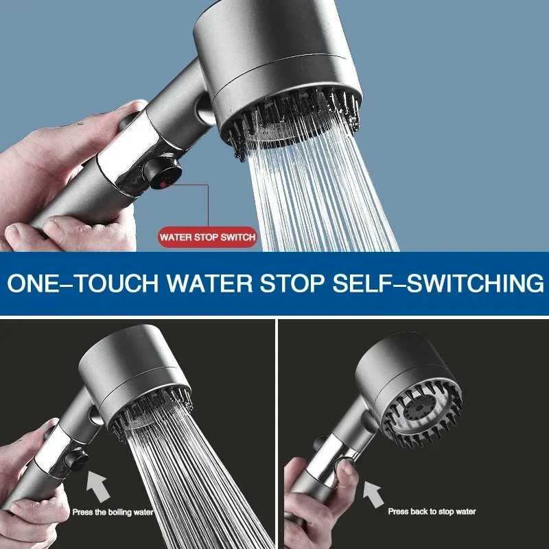 High Pressurized Filter Shower Head 3-mode Adjustable Spray with Massage Brush Rain Faucet Bathroom Accessories BEST SELLERS