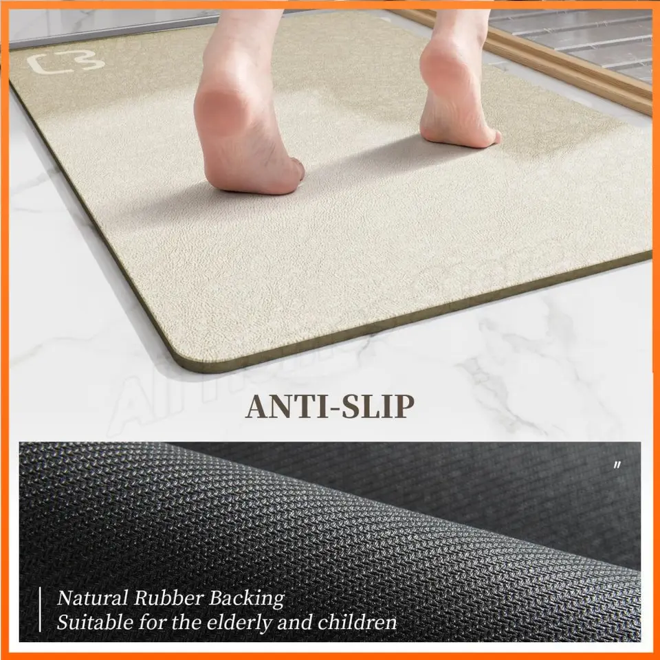 Badmat, sneldrogend, super absorberende badmat steen badkamer douchemat, diatomiet steen badmat matten antislip badmat, badkamer tapijt matten tapijt tapijten, douchemat buiten douche, bad mat 140 x